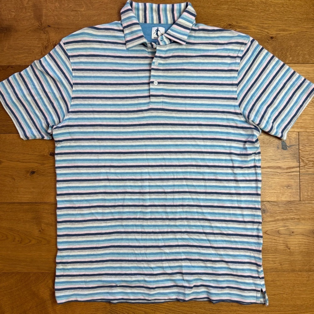 Sharp Lad Shelby Stripe Pique Short Sleeve Polo Shirt Mens Sz L
